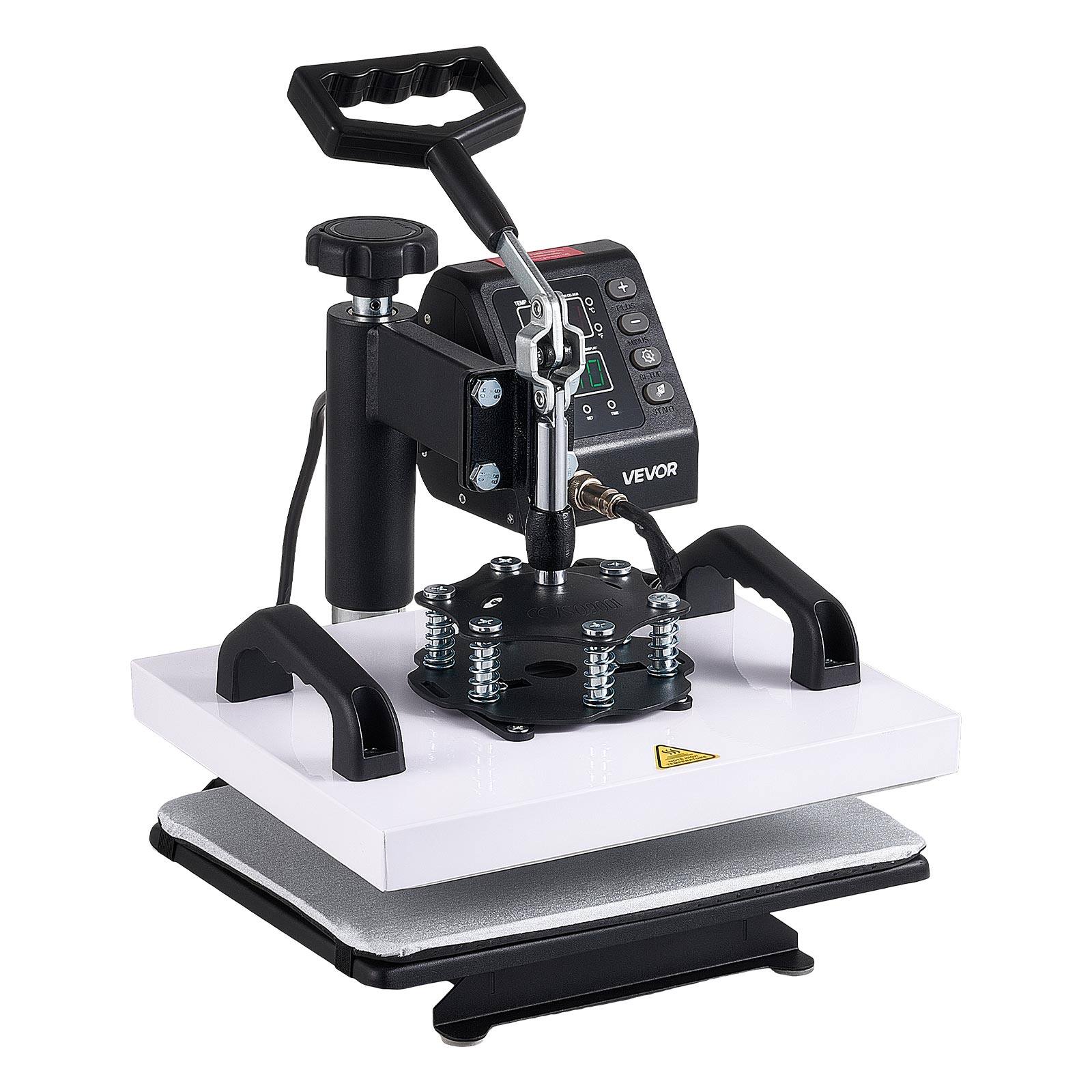 Alt View 5. VEVOR - Heat Press Machine 12 x 10 in Sublimation Press Machine Swing Away, Heat Up Fast and Even, Digital Precise Time - Black and White.