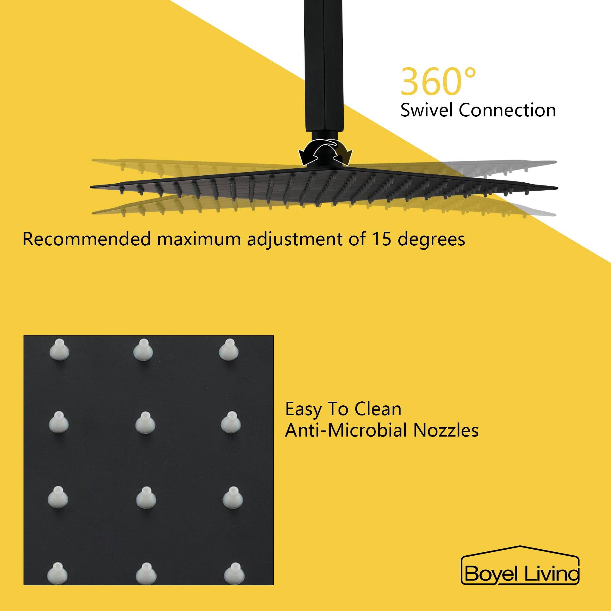 Swivel Connection, Recommended maximum adjustment of 15 degrees, Easy To Clean, Anti-Microbial Nozzles, Boyel Living
