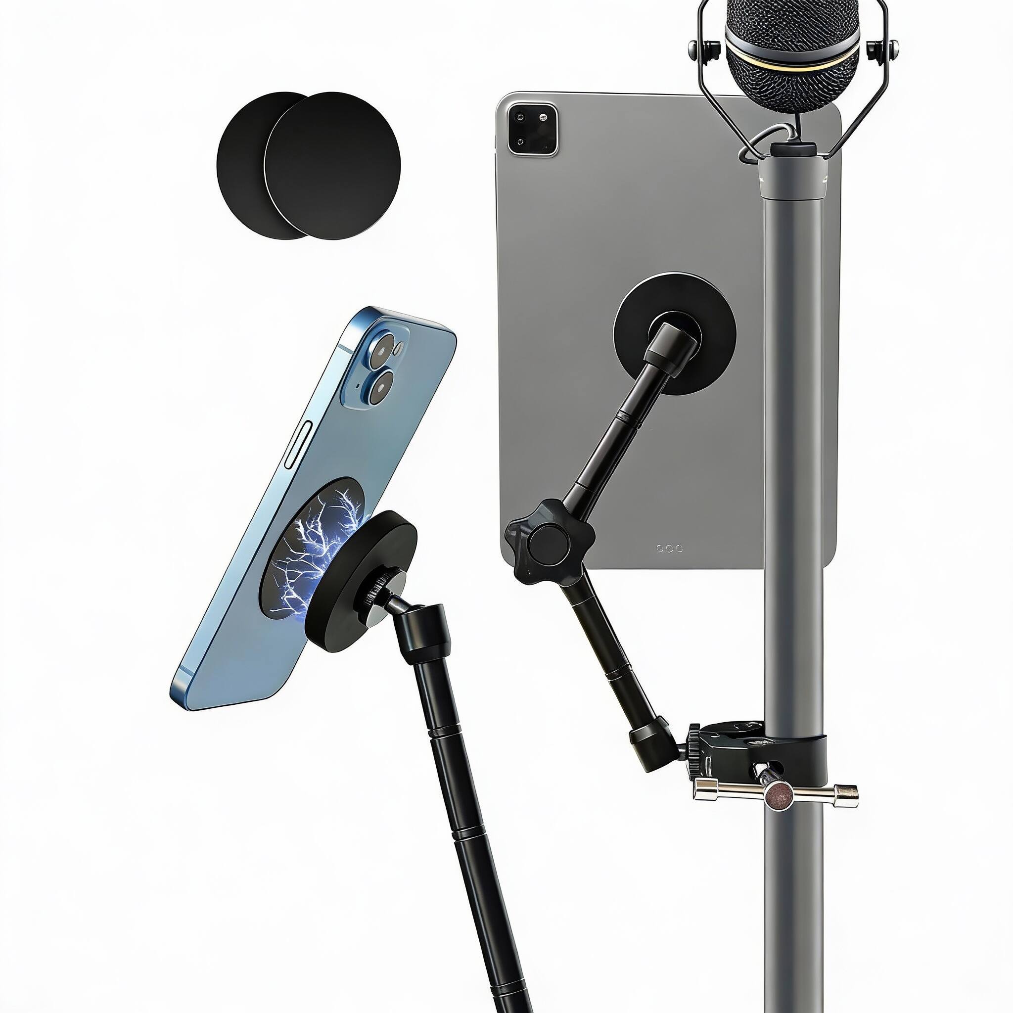 Front. OMOMMD - Magnetic Tablet Holder For Mic Stand Full Metal Phone Ipad Music Compatible With All Models Of And Devices ... - Default.