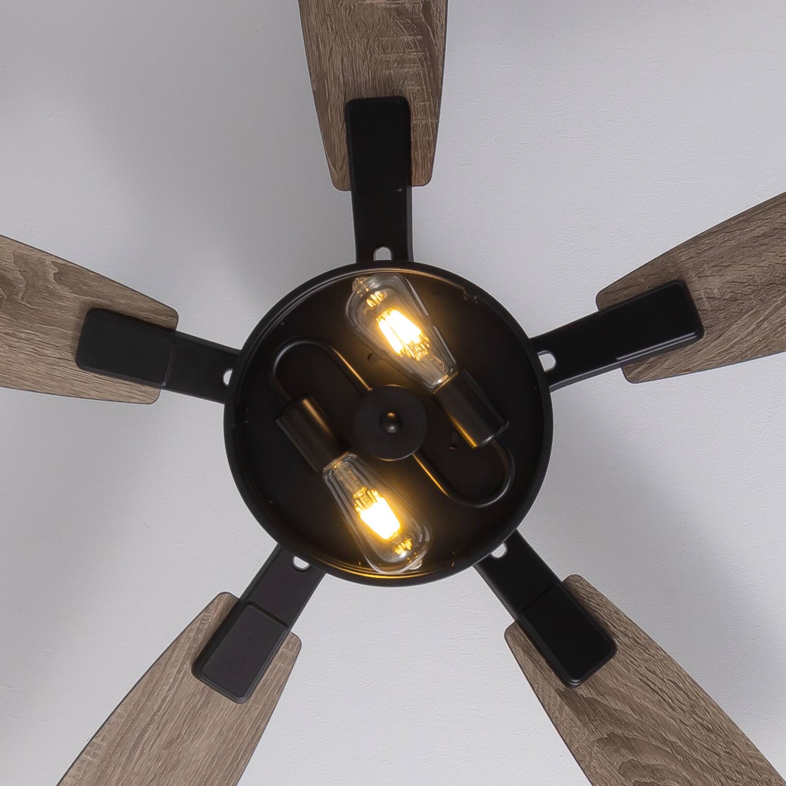 Alt View 8. Siljoy - 52 Inch Farmhouse Cage Ceiling Fan with Light 5 Walnut or Black Blades Remote for Bedroom Living Room Patio - Brown.