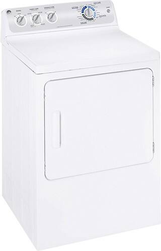 Angle Standard. GE - 7.0 Cu. Ft. 14-Cycle Gas Dryer - White-on-White.