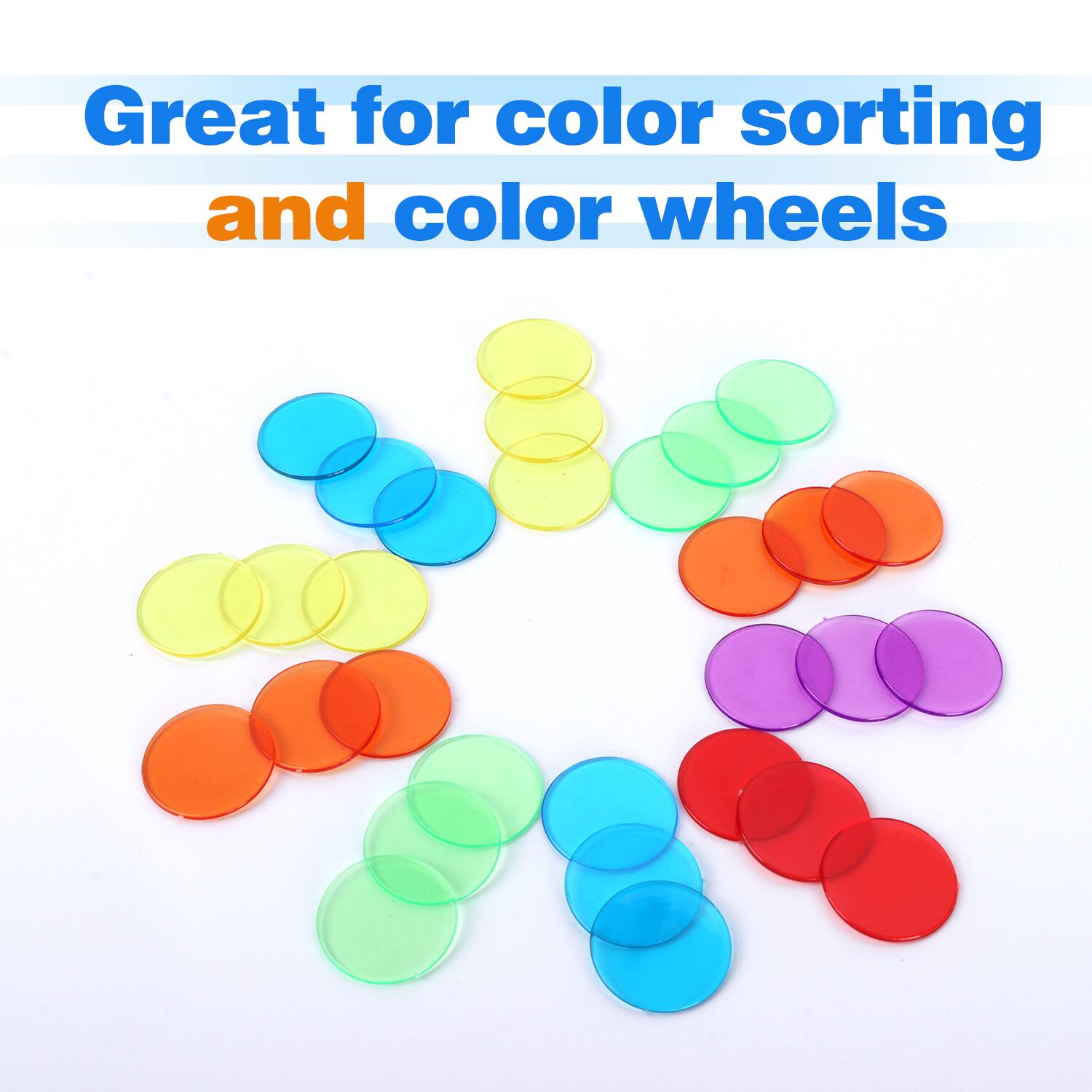 Great for color sorting and color wheels