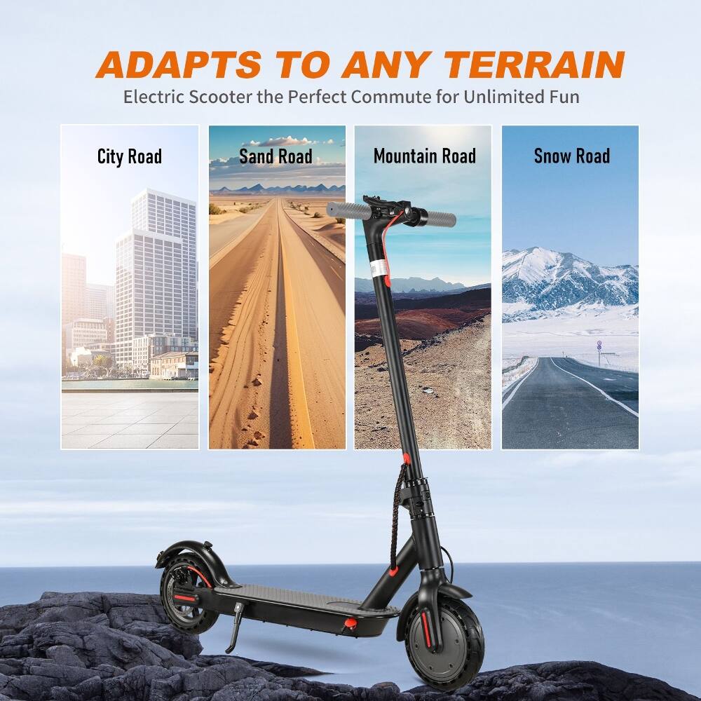 ADAPTS TO ANY TERRAIN  
Electric Scooter the Perfect Commute for Unlimited Fun  
City Road  
Sand Road  
Mountain Road  
Snow Road