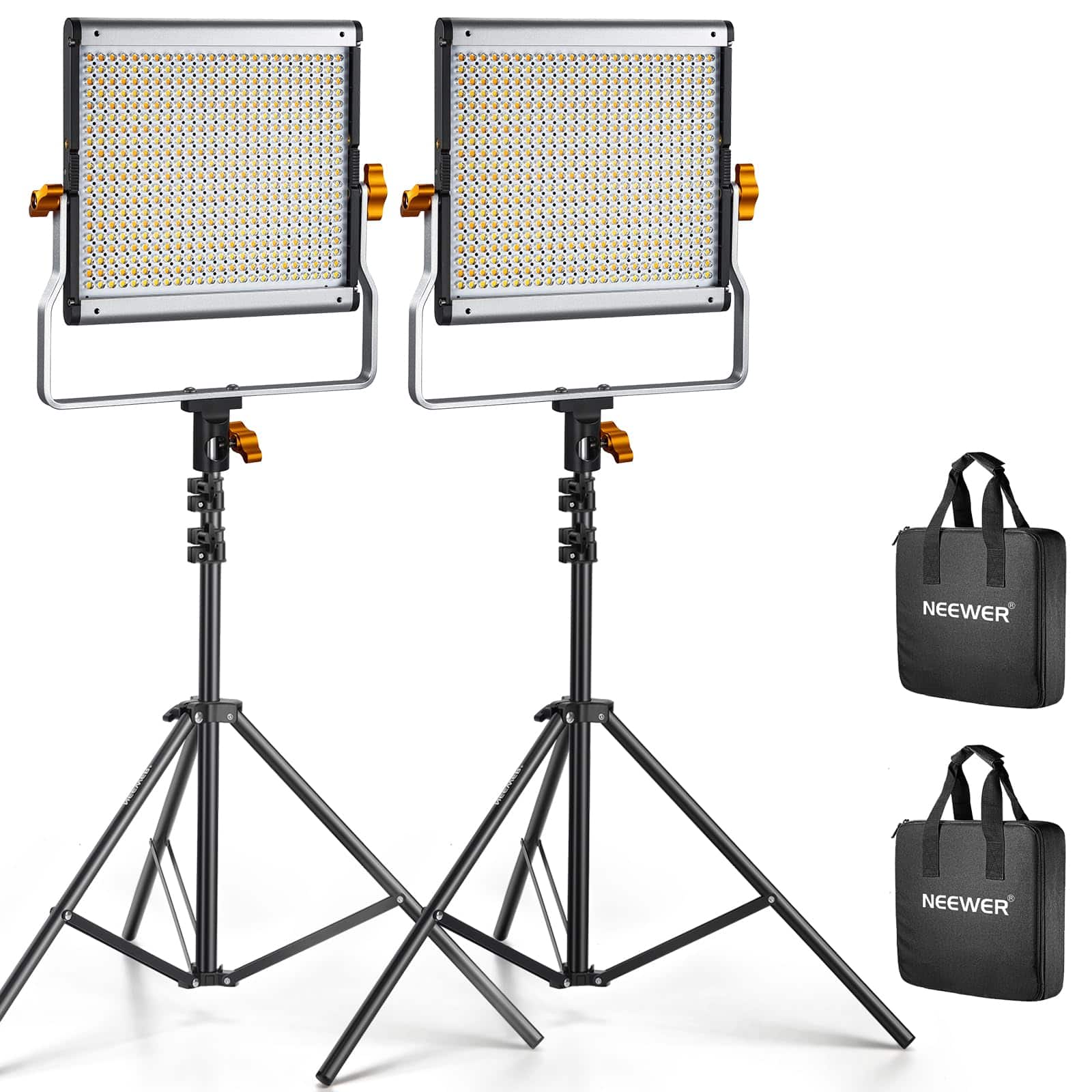 Neewer - 2-Pack Dimmable Bi-Color LED Video Light Kit - 480 Panel with U Bracket & 75" Stand for Studio