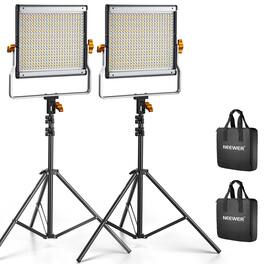 Neewer - 2-Pack Dimmable Bi-Color LED Video Light Kit - 480 Panel with U Bracket & 75" Stand for Studio