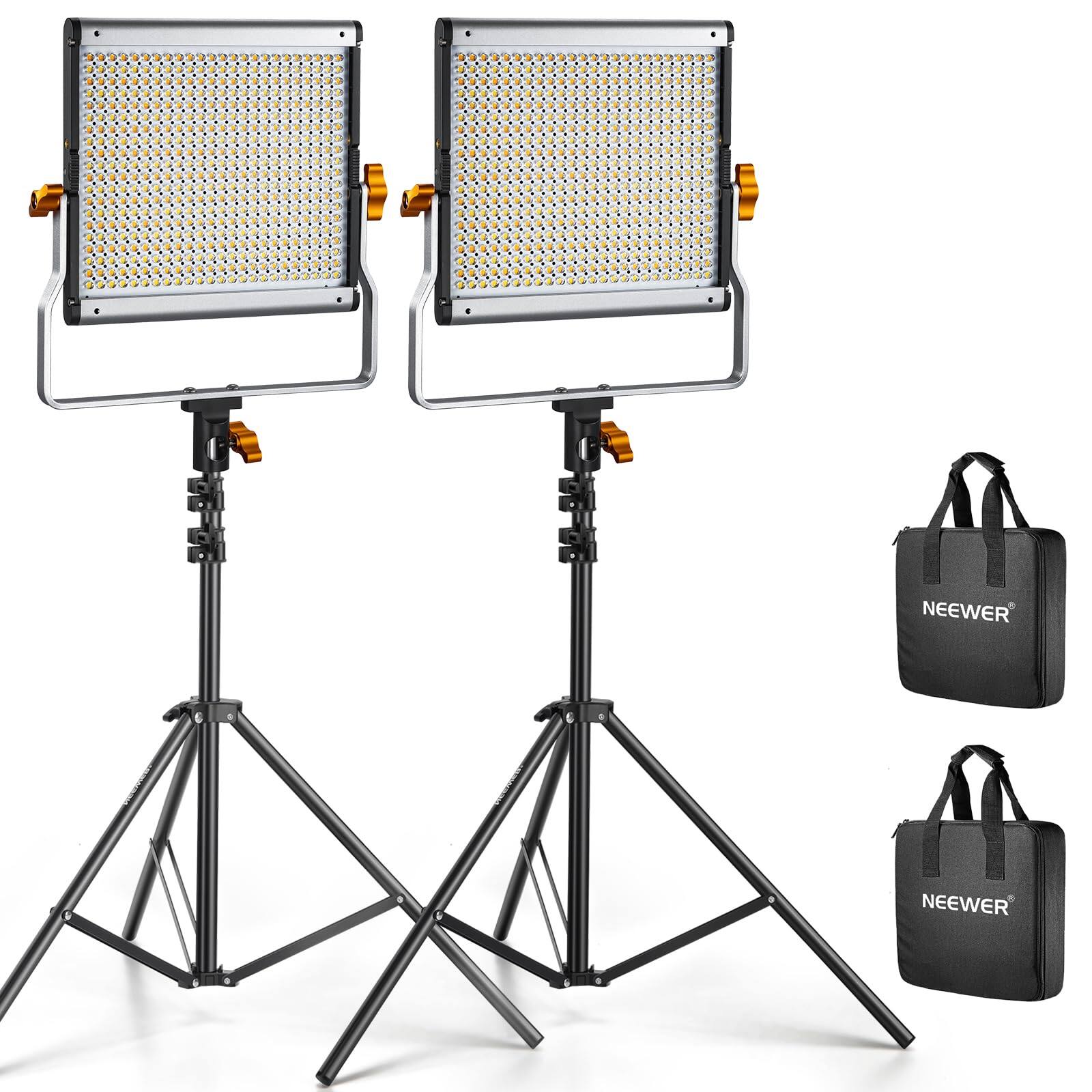 Neewer - 2-Pack Dimmable Bi-Color LED Video Light Kit - 480 Panel with U Bracket & 75" Stand for Studio