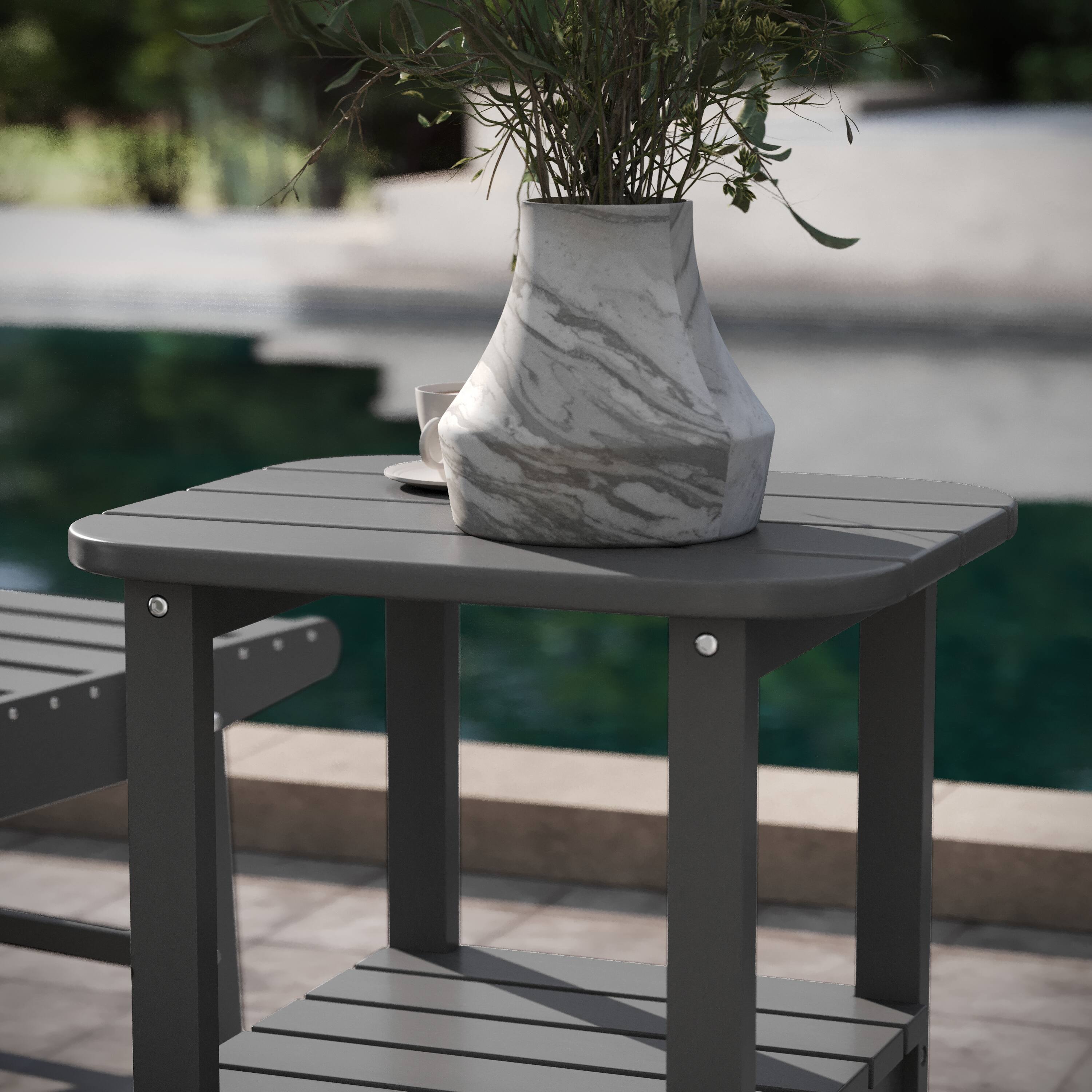 Alt View 4. Emma + Oliver - Tiverton Two Tier Polyresin Adirondack Side Table - All-Weather for Indoor/Outdoor Use - Gray.