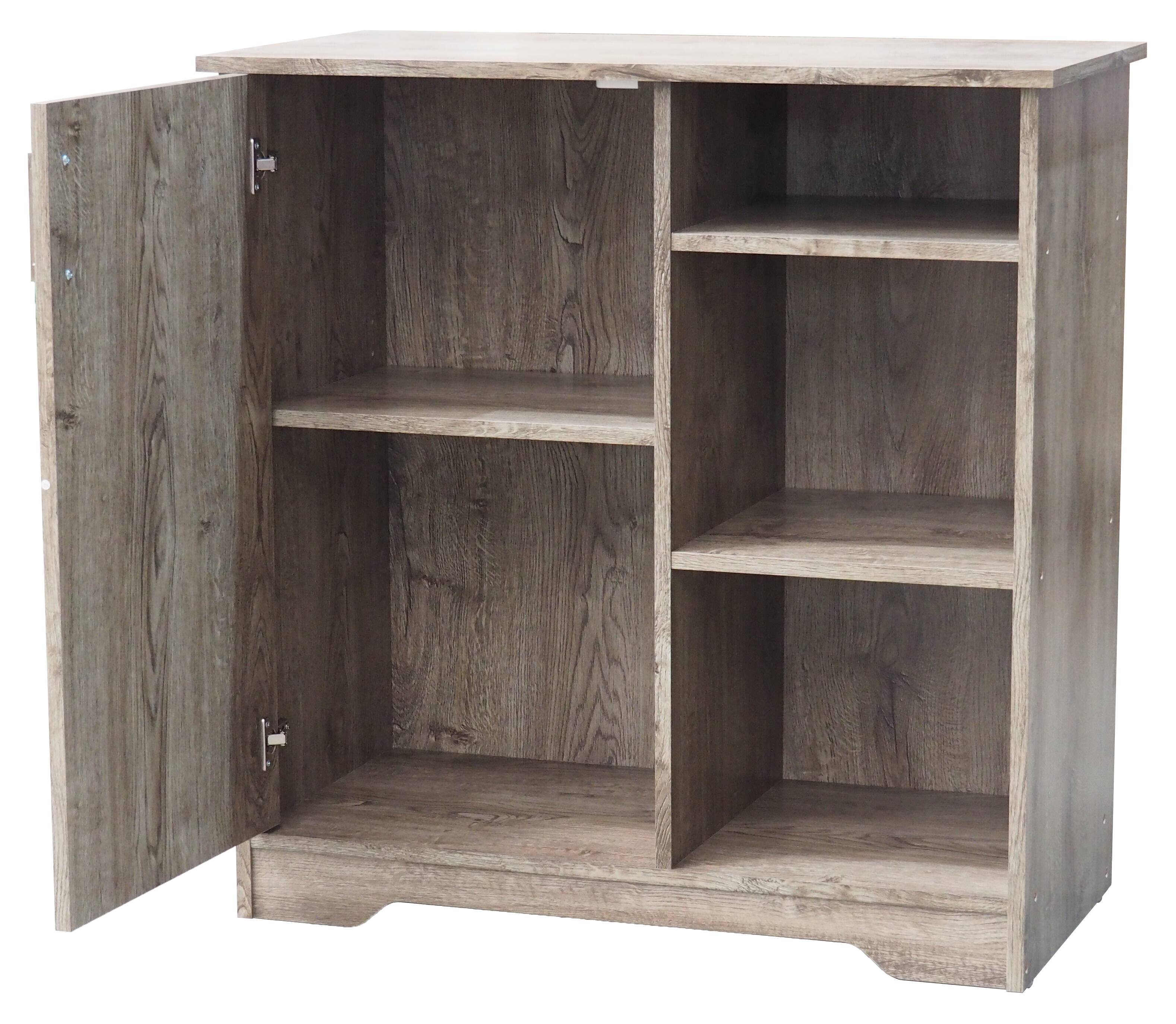 Angle. Kings Brand Furniture - Kings Brand Furniture Verret Accent Storage Cabinet, Oak - Dark Brown.