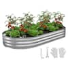 Front. VEVOR - Galvanized Raised Garden Bed, 8 x 4 x 1 ft, Oval Metal Planter Box Kit Outdoor, Bottomless Elevated Garden Box - Silver.