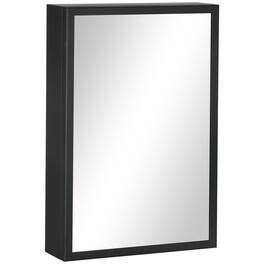Kleankin - Wall-Mounted Medicine Cabinet with Mirror, Stainless Steel Bathroom Mirror Cabinet Wall Mounted - Black