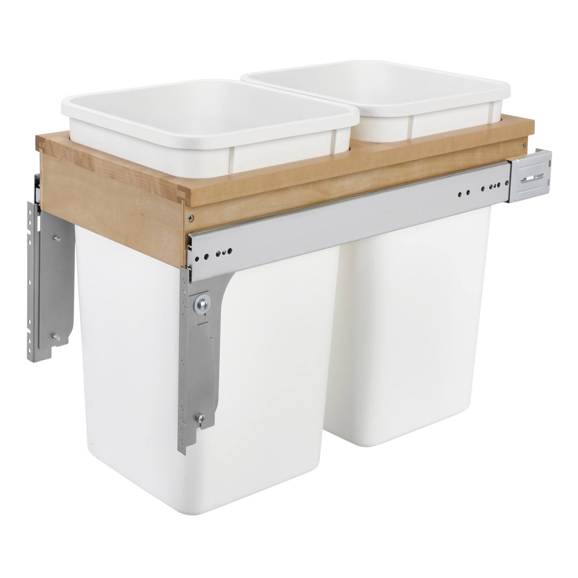 Alt View 8. Rev-A-Shelf - Rev-A-Shelf Double Pullout Top Mount Trash Can 27 qt., White, 4WCTM-15DM2 - Light Brown.