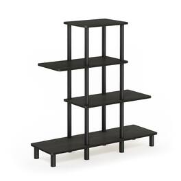 Furinno - Turn-N-Tube 4-Tier Design Display Rack, Espresso/Black - Espresso/Black
