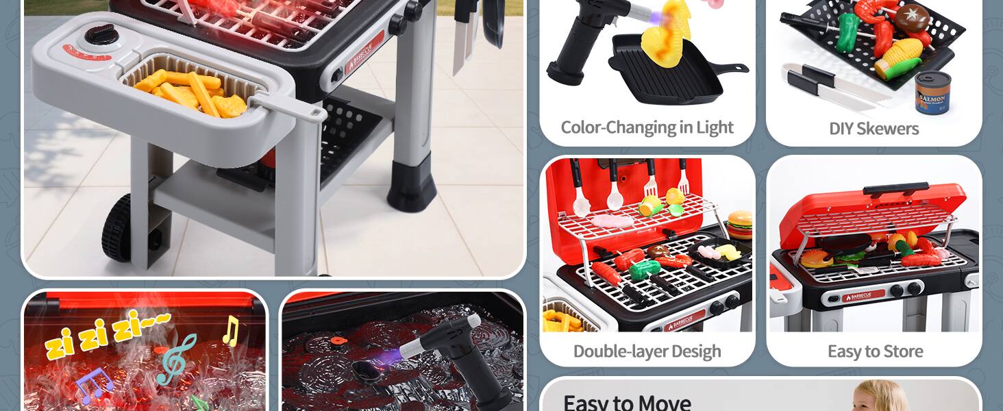 SALMON

Color-Changing in Light
DIY Skewers

zizi zi-- Fajo E

A BARBECUS Double-layer Design Easy to Move
A BARRECLE Easy to Store
