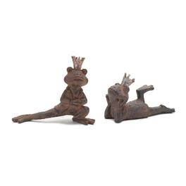 BreeBe - Royal Lounging Frog Figurine (Set of 6) - Rust