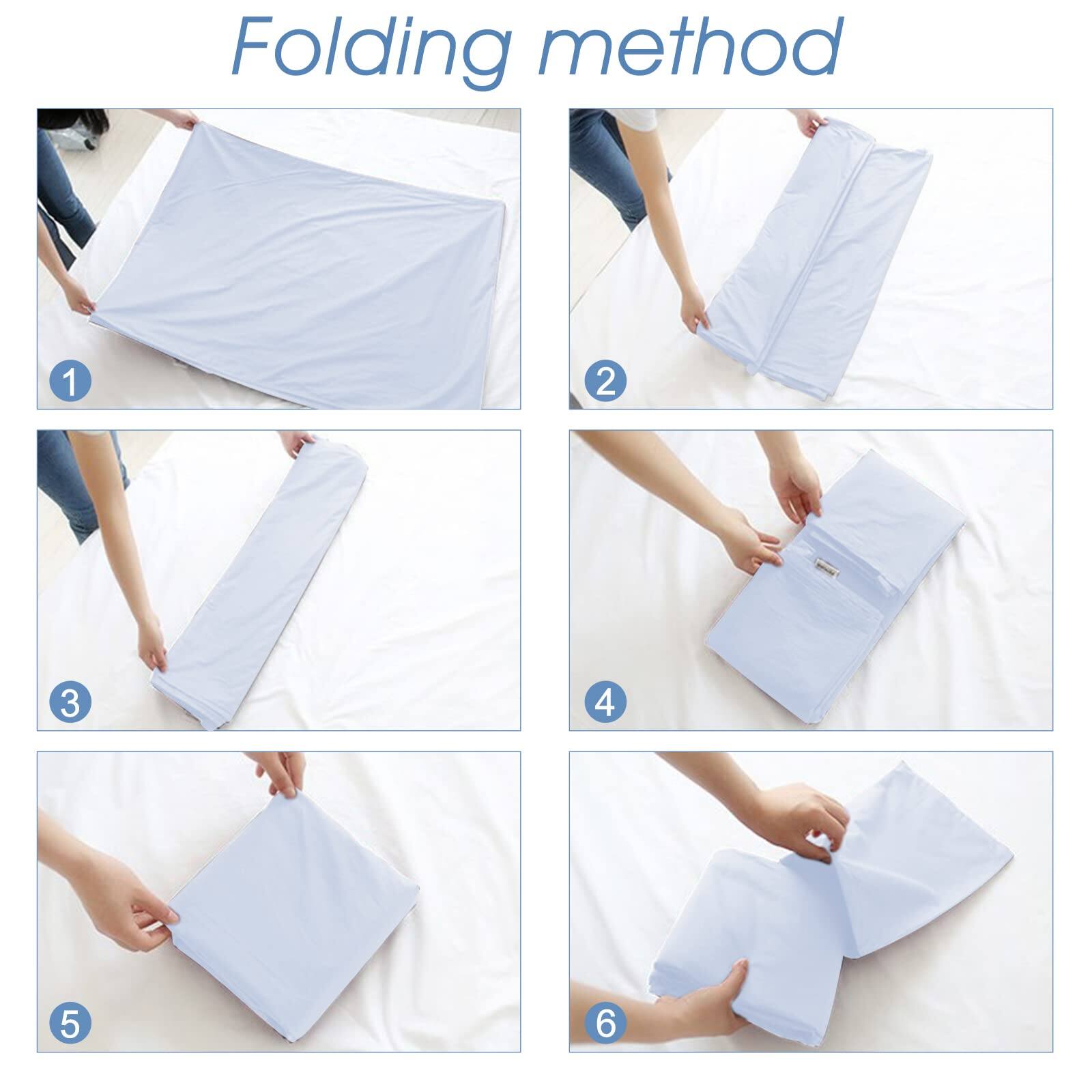 Folding method

1. Lay the fabric flat.
2. Fold the fabric in half lengthwise.
3. Fold the fabric in half again.
4. Fold the fabric in half once more.
5. Fold the fabric in half one last time.
6. Tuck in the edges to secure the fold.