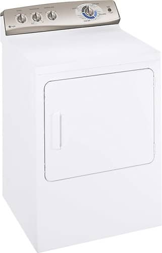 Angle Standard. GE - Profile 7.0 Cu. Ft. 14-Cycle Gas Dryer - Titanium-on-White.