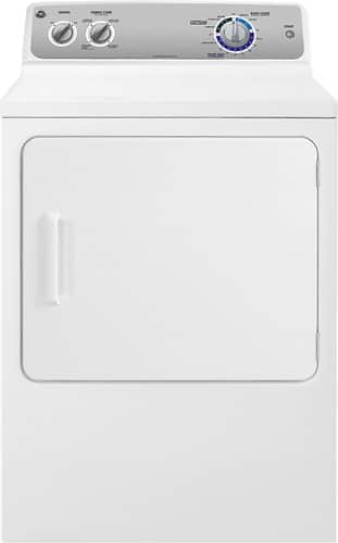 Front Standard. GE - 7.0 Cu. Ft. 6-Cycle Electric Dryer - White-on-White.