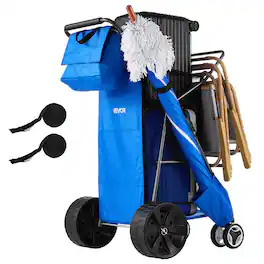 VEVOR - Beach Cart with Large Wheels for Sand, 165 lbs Load Capacity, Heavy Duty Folding Beach Wagon with 10" Solid Wheels - Dark Gray, Blue, Black