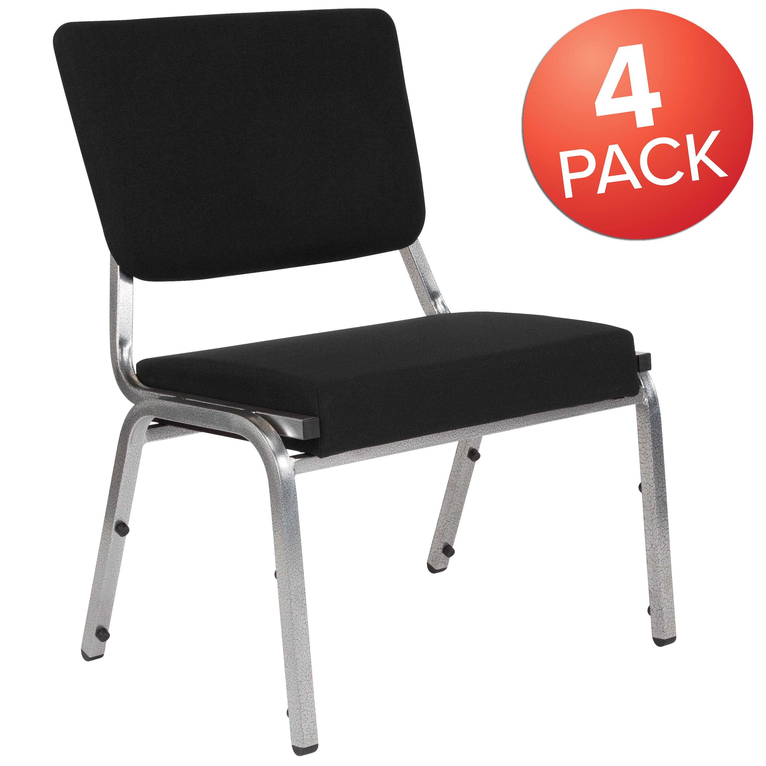 Alt View 1. Emma + Oliver - 4 Pk. 1000 lb. Rated Antimicrobial Bariatric medical Reception Chair - Black Fabric.