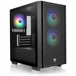 Thermaltake - Versa H16 TG ARGB Micro Tower Chassis - Micro Tower - Black - Mesh, Tempered Glass, SPCC - 3 ? 120mm Fan(s) - Black