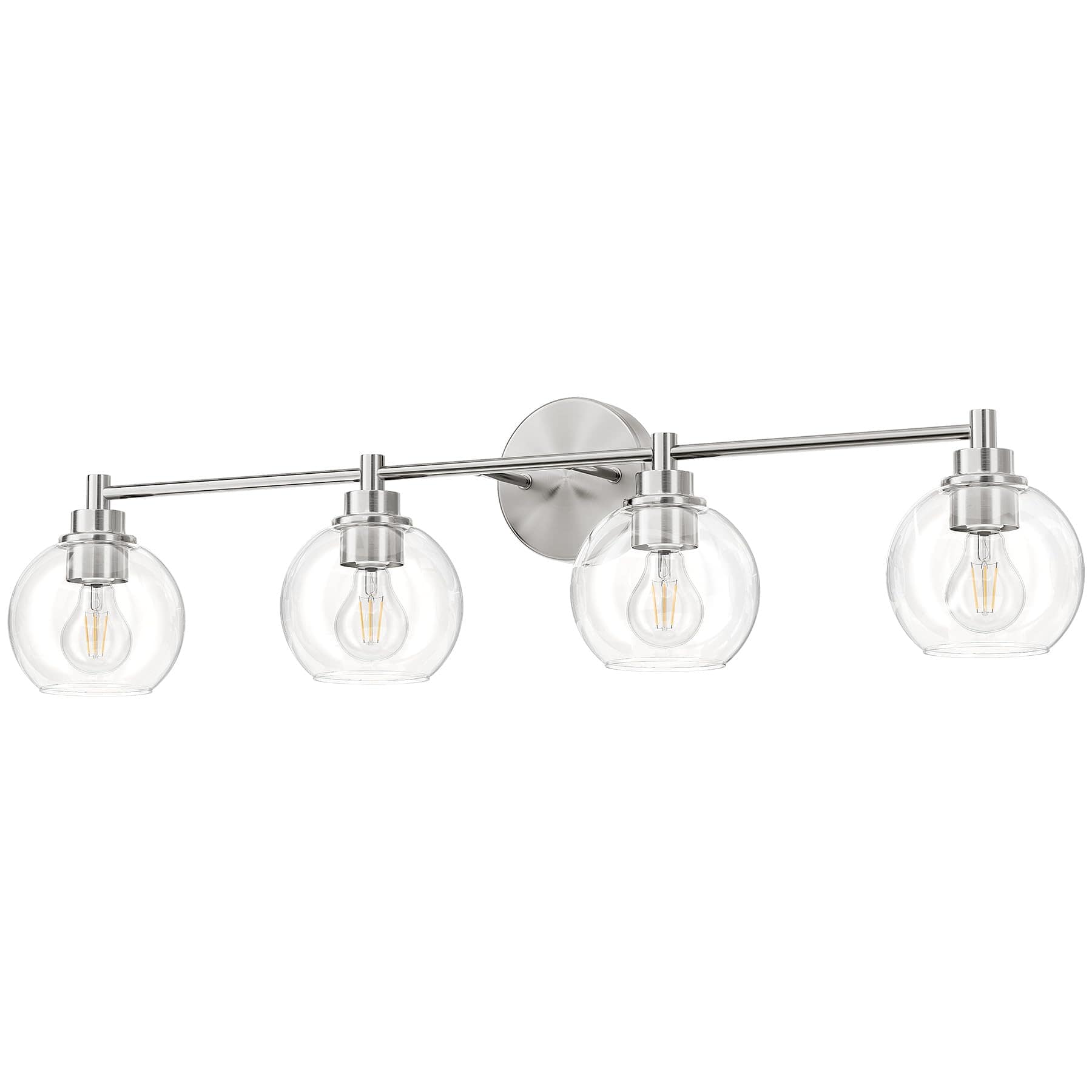 Dazzling Pops - Bathroom Light Fixtures Vanity With Globe Glass Shades E Sockets Lights Over Mirror For Bedroom Hallway Liv - Nickel 4-Light