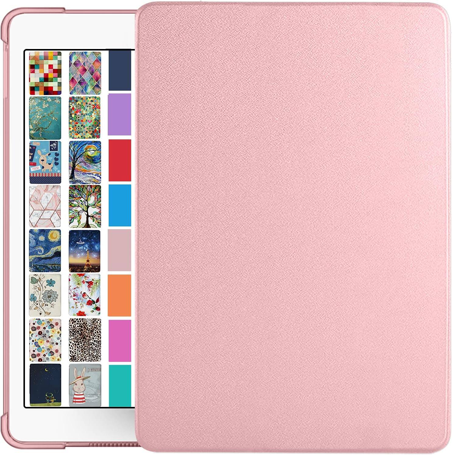 Front. DuraSafe Cases - iPad 9.7" 6th/5th Gen 2018/2017 & Air 2/Air 1 Folio Smart Case with Soft Silicone Back A1474 A1475 A1476 A1566 A1567 - Rose Gold.