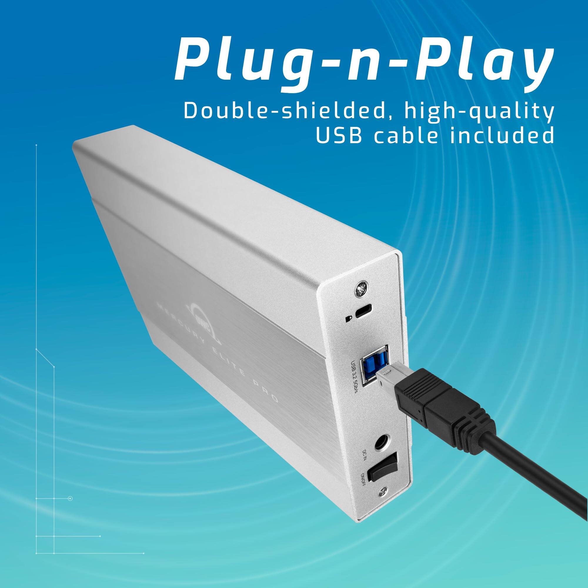 Plug-n-Play  
Double-shielded, high-quality USB cable included
