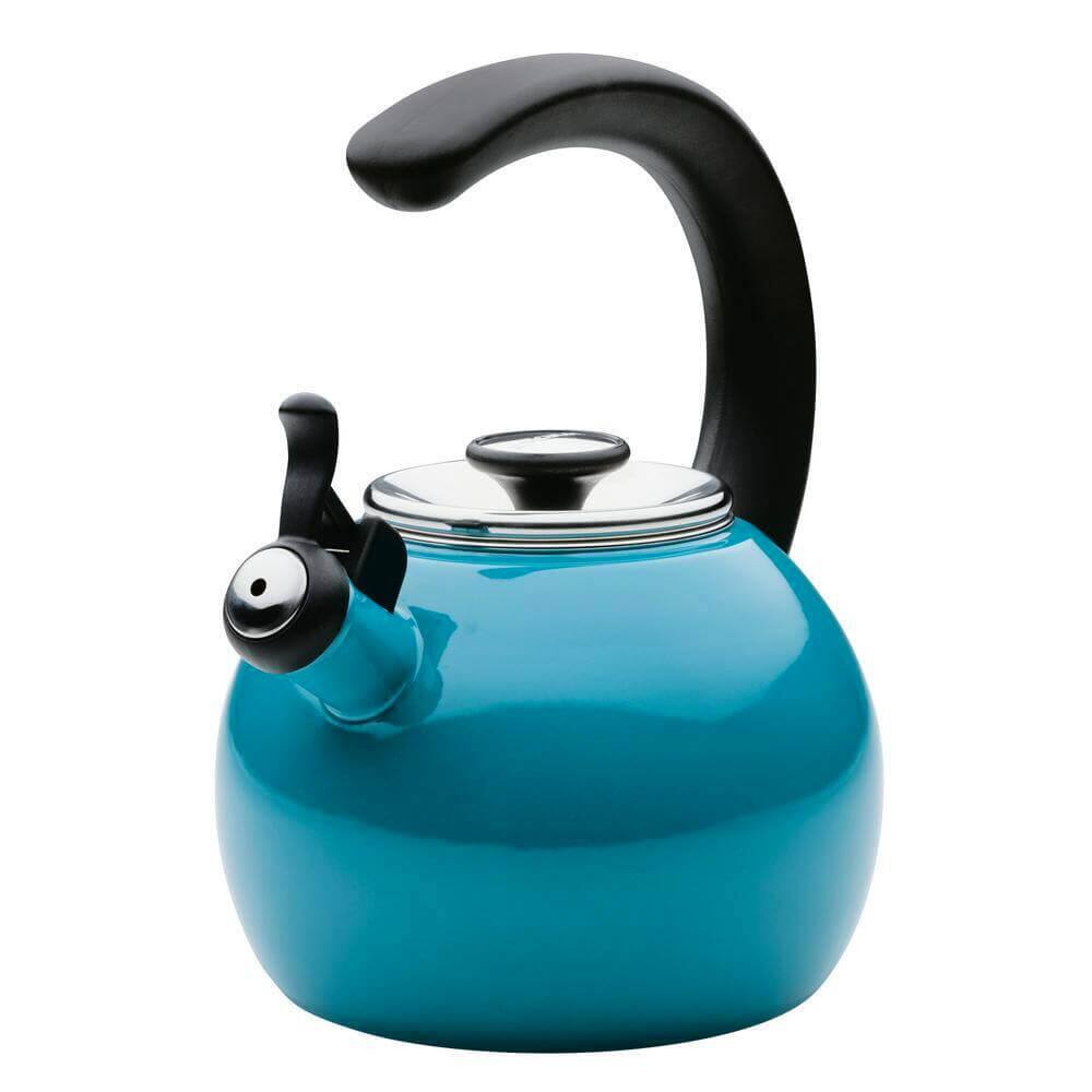 Front. Circulon - Circulon 48167 2-Quart Whistling Turquoise Teakettle with Flip-Up Spout - Turquoise.