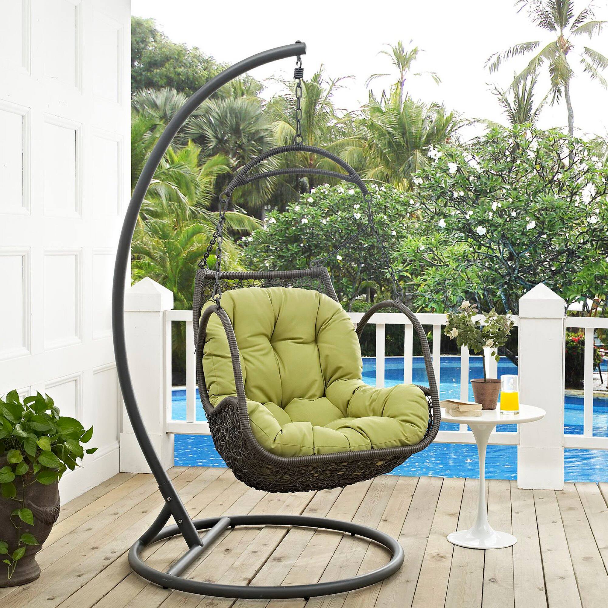Back. Modway - Arbor Outdoor Patio Wood Swing Chair by Modway - Peridot.