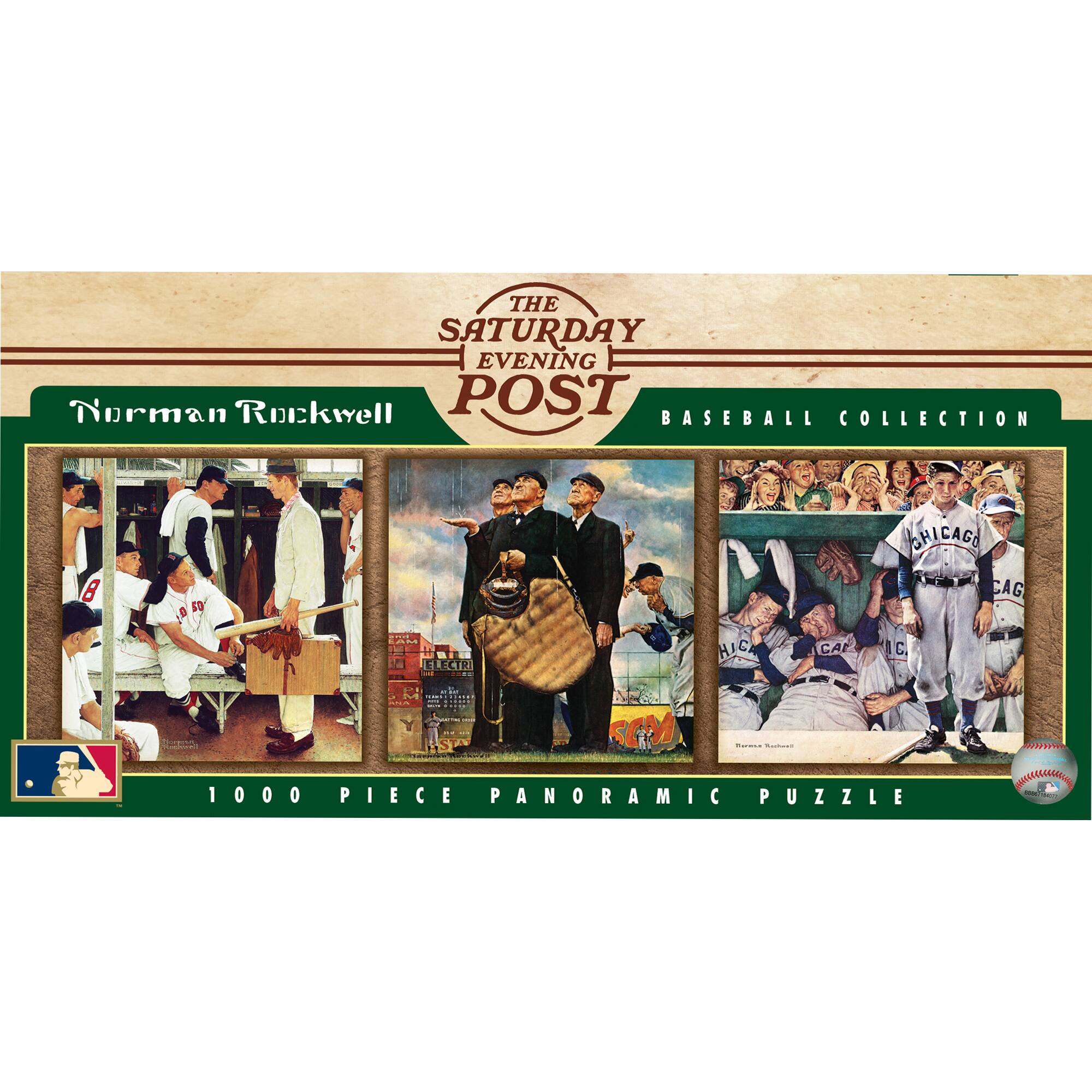 MasterPieces - MLB Norman Rockwell Saturday Evening Post Baseball Panoramic Puzzle - Multicolor
