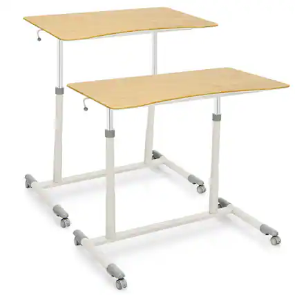 Front. Ecooso - Sit-to-Stand Rolling Desk, Height Adjustable Laptop Table with Wheels for Home Office - Natural.