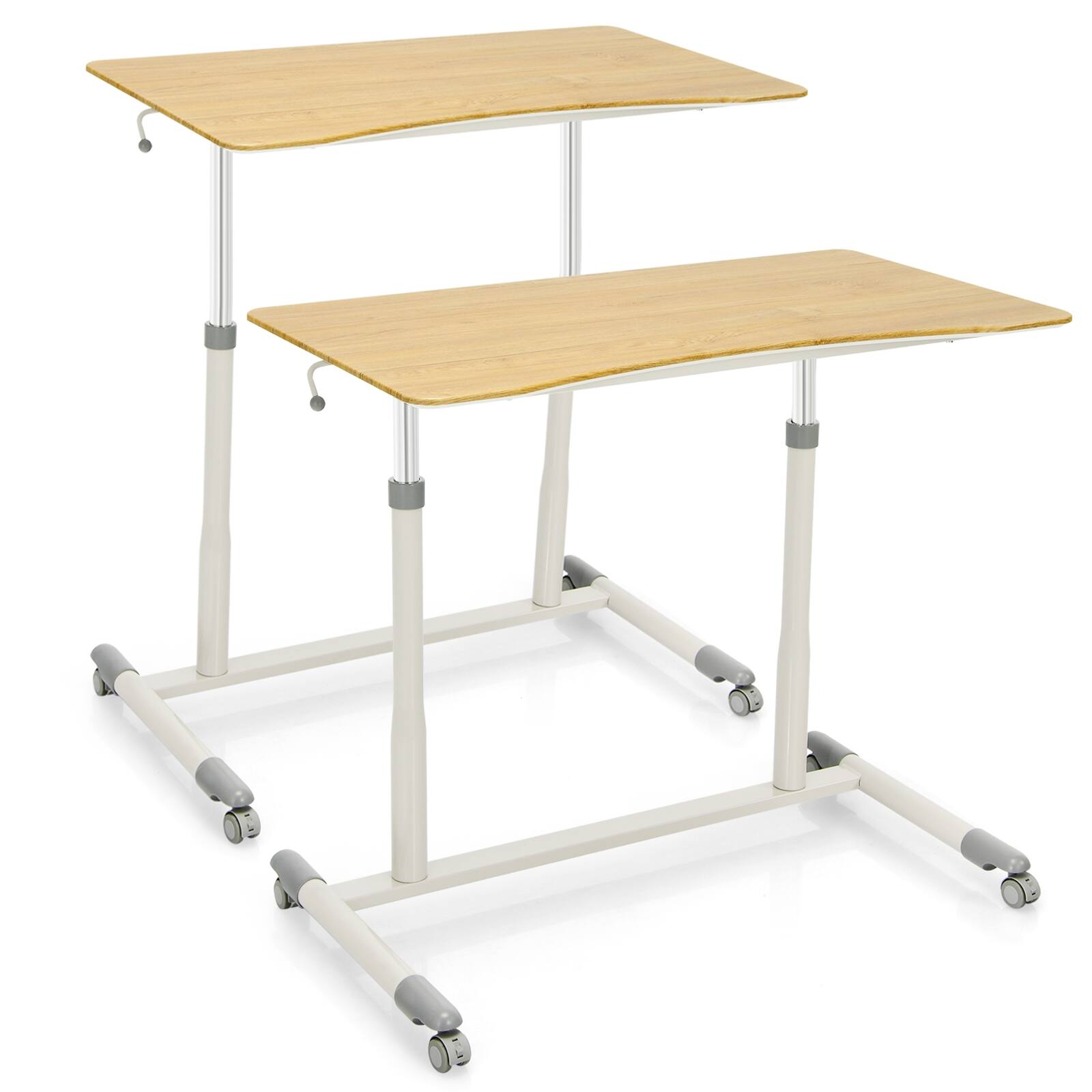 Front. Ecooso - Sit-to-Stand Rolling Desk, Height Adjustable Laptop Table with Wheels for Home Office - Natural.