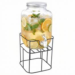 Jay Import - Yorkshire Mini Sun Tea Jar Dispenser with Black Metal Stand 1 Gal - Clear