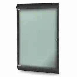 Ghent - 42⅛"x27¾" 1-Dr Silhouette Encl Bulletin Bd, Black Frame, Vinyl Fabric - Stone