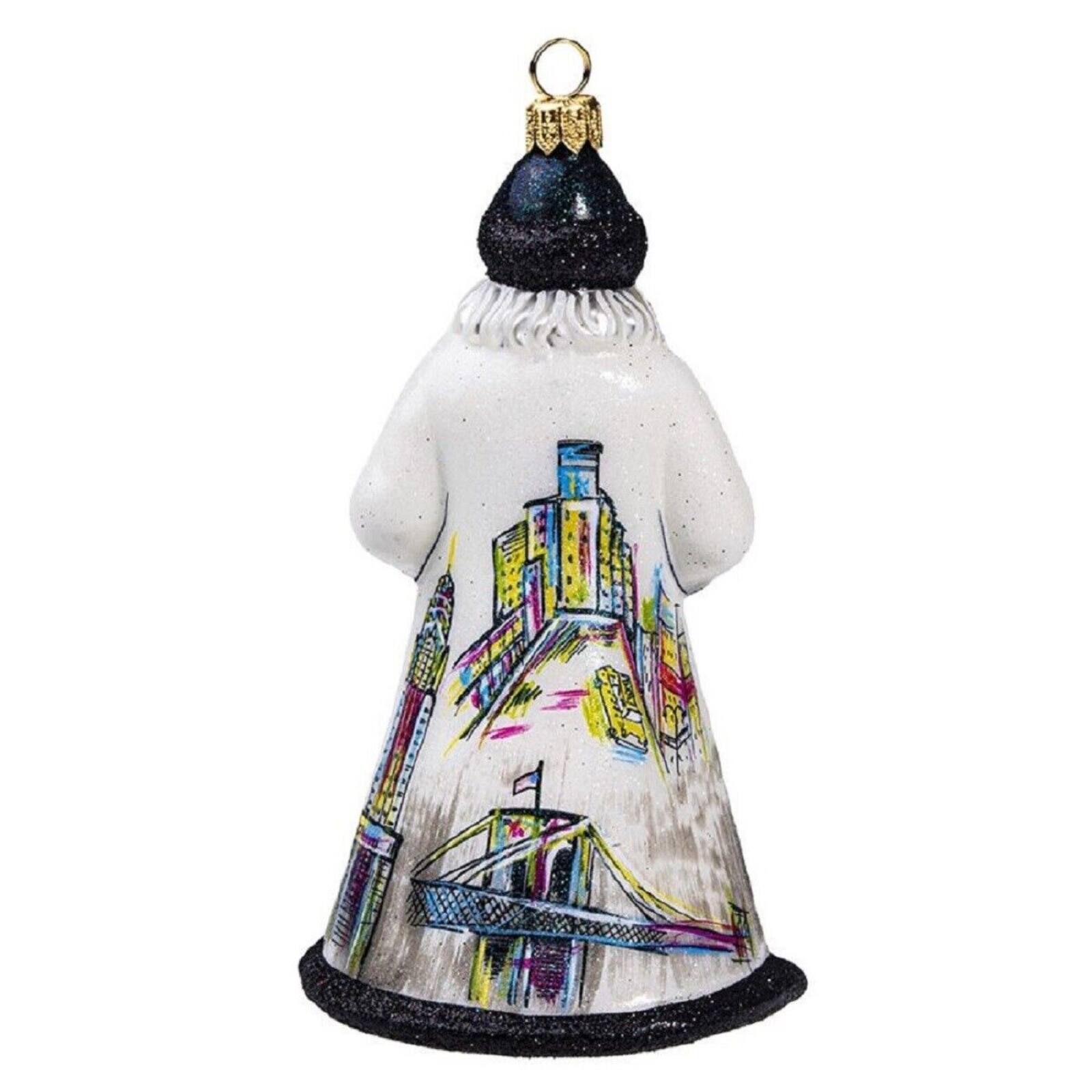 Angle. Joy to the World Collectibles - Joy to the World Glitterazzi New York Santa with Taxi Cab Polish Glass Christmas Ornament - Multicolor.