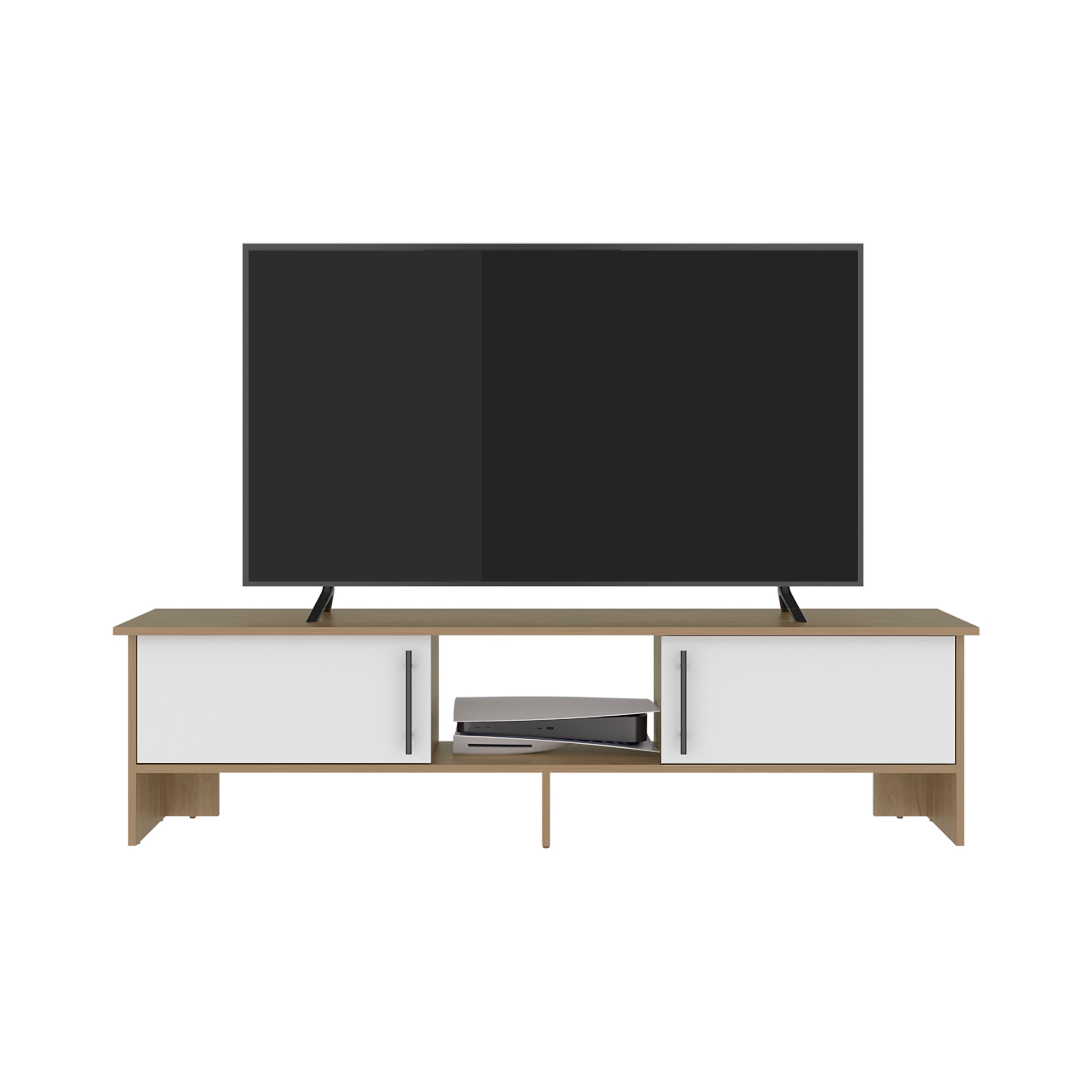 Alt View 1. TuHome - Modern Laminate Wood TV Stand and Entertainment Center, Fits TVs up to 65-Inch - Natural Oak.
