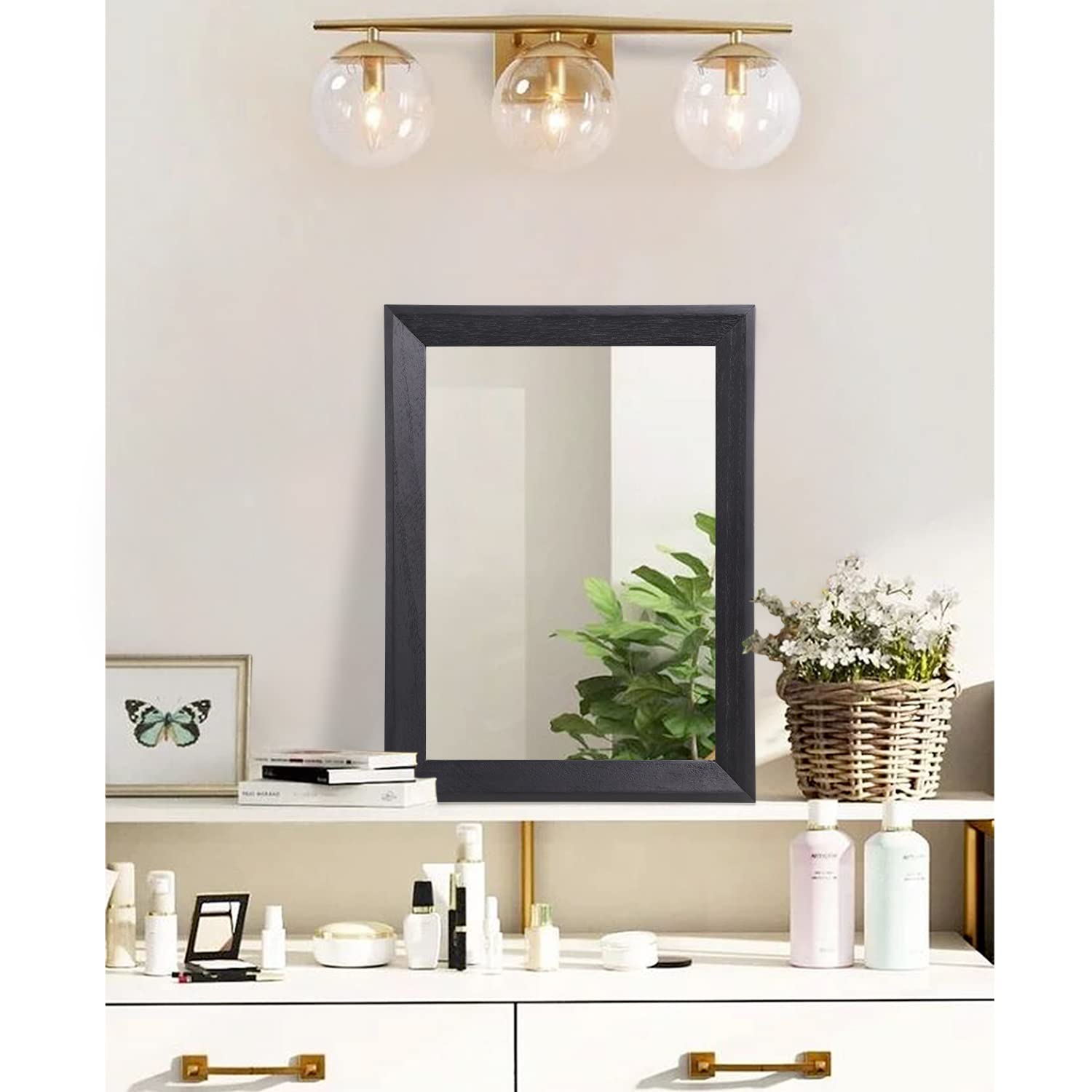 Alt View 4. Skar Audio - Wall Rectangle Mirrors For With Wood Framed Decorative Bedroom Bathroom Living Room Farmhouse Entryway Hang... - Brown 16"L x 12"W.