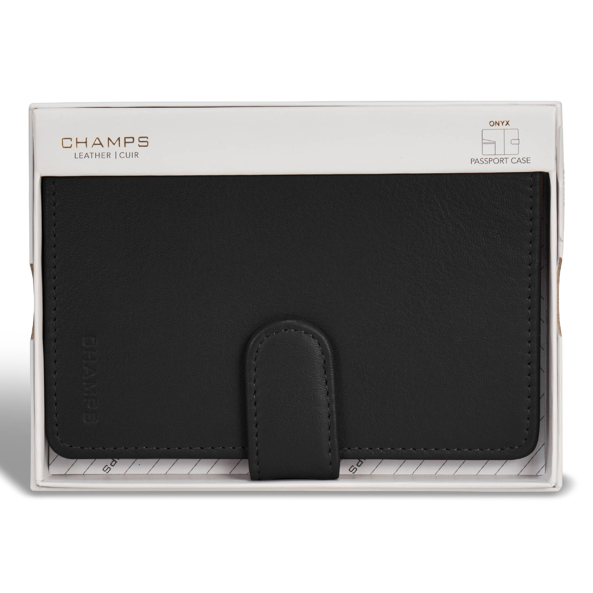 CHAMPS  
LEATHER | CUIR  

ONYX  
PASSPORT CASE  

CHAMPS