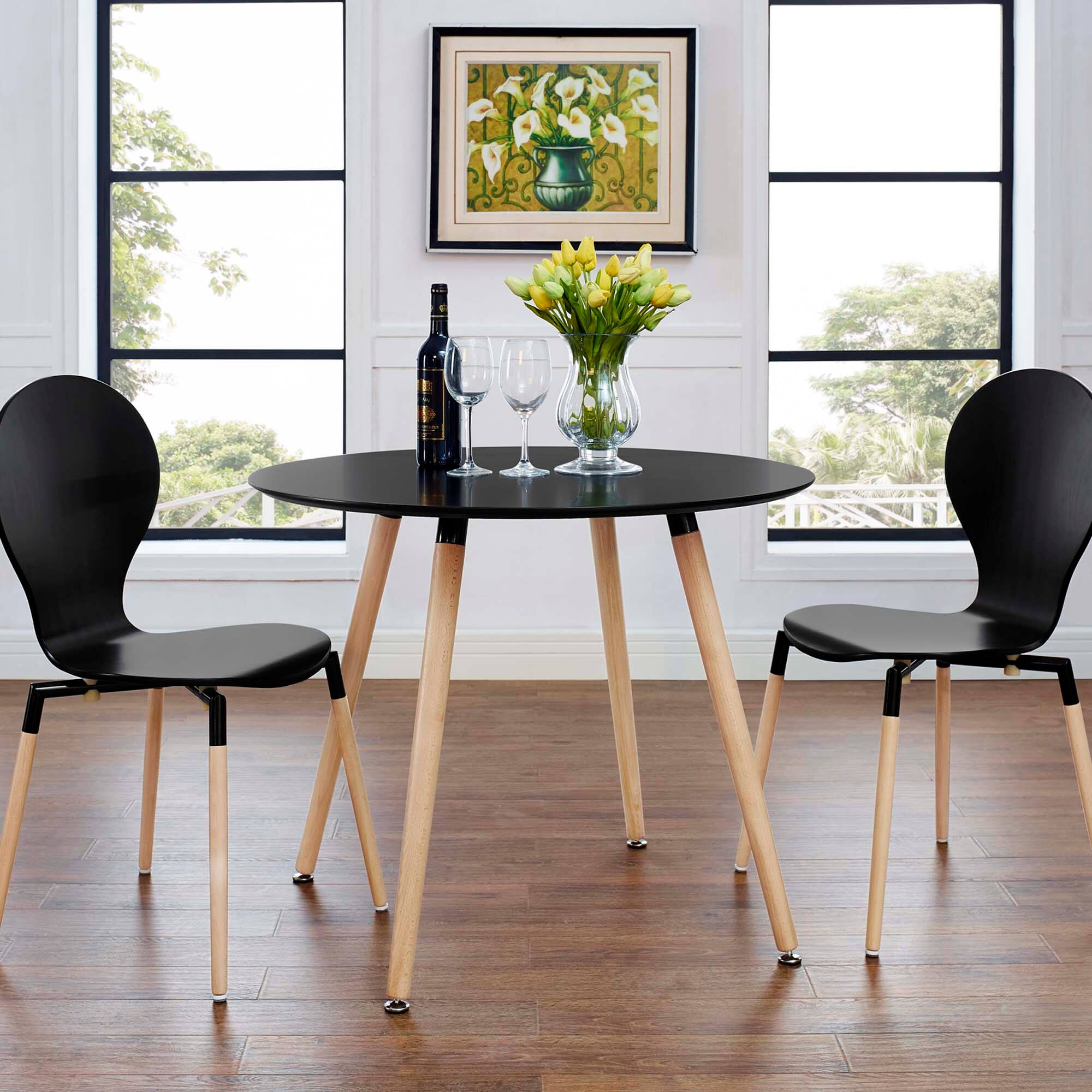 Front. Modway - Track Round Dining Table by Modway - Black.