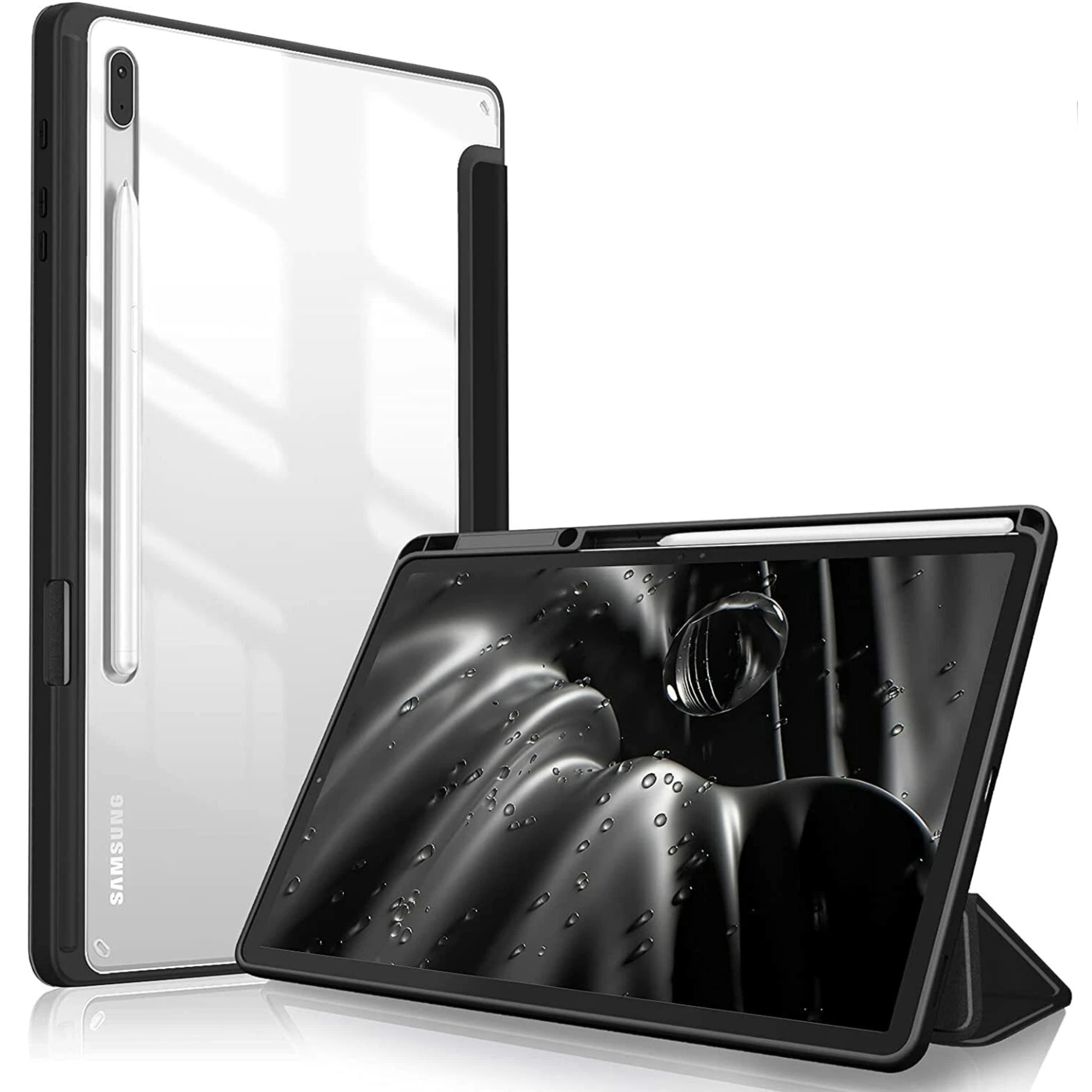 Kitcheniva - Clear Back Case For Samsung Galaxy Tab S7 FE 12.4 Inch 2021 Shockproof Shell - Black