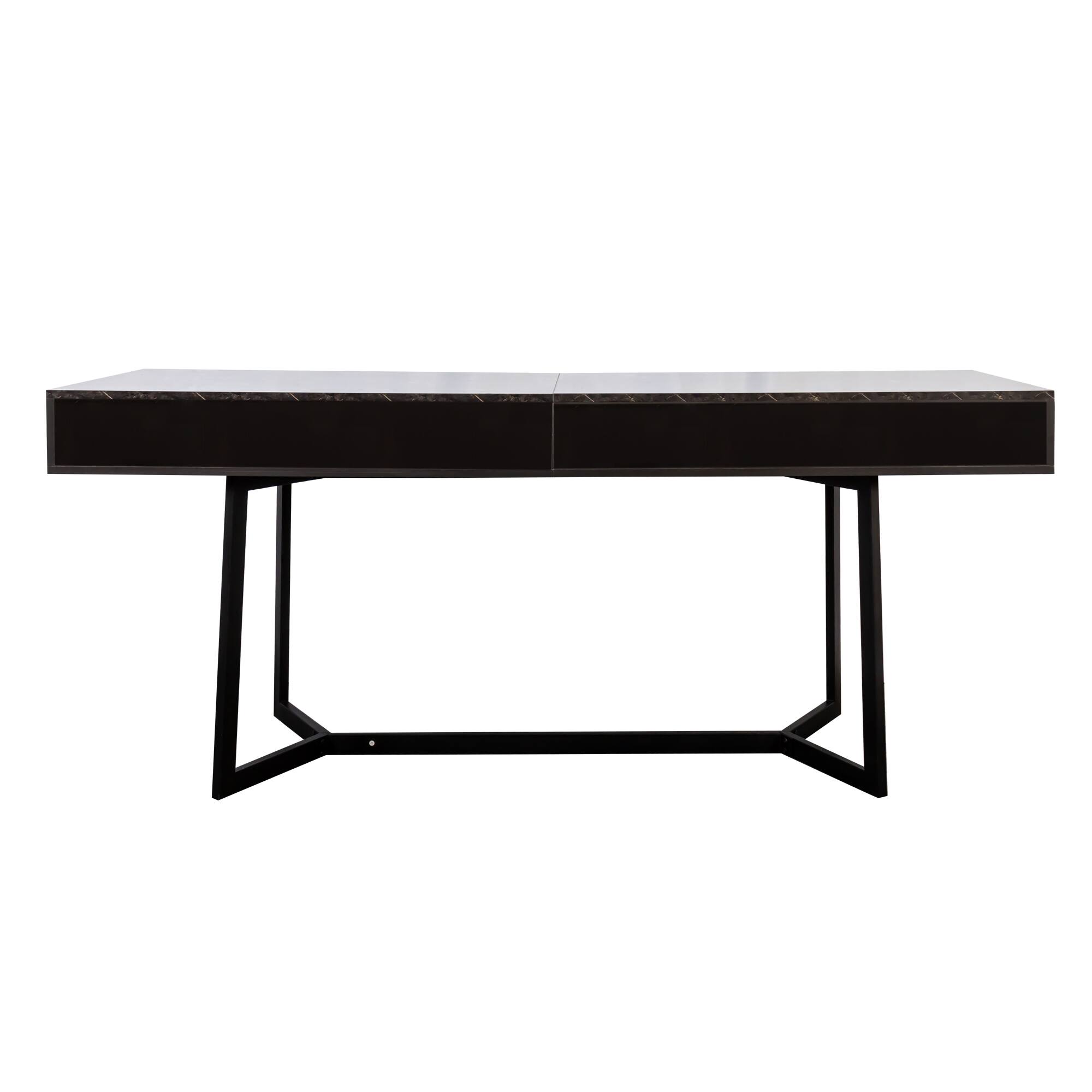 Alt View 8. Tiramisubest - Modern Black 70.87" Computer Desk, Study & Work Desk, Y-Shaped Metal Legs - Black.