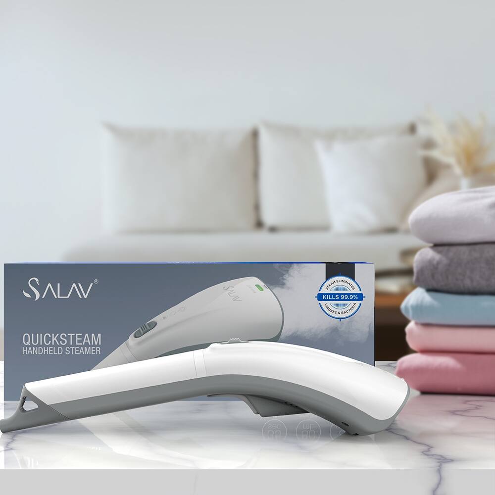 SALAV  
QUICKSTEAM  
HANDHELD STEAMER  

STEAM ELIMINATES  
KILLS 99.9%  
BACTERIA & VIRUSES