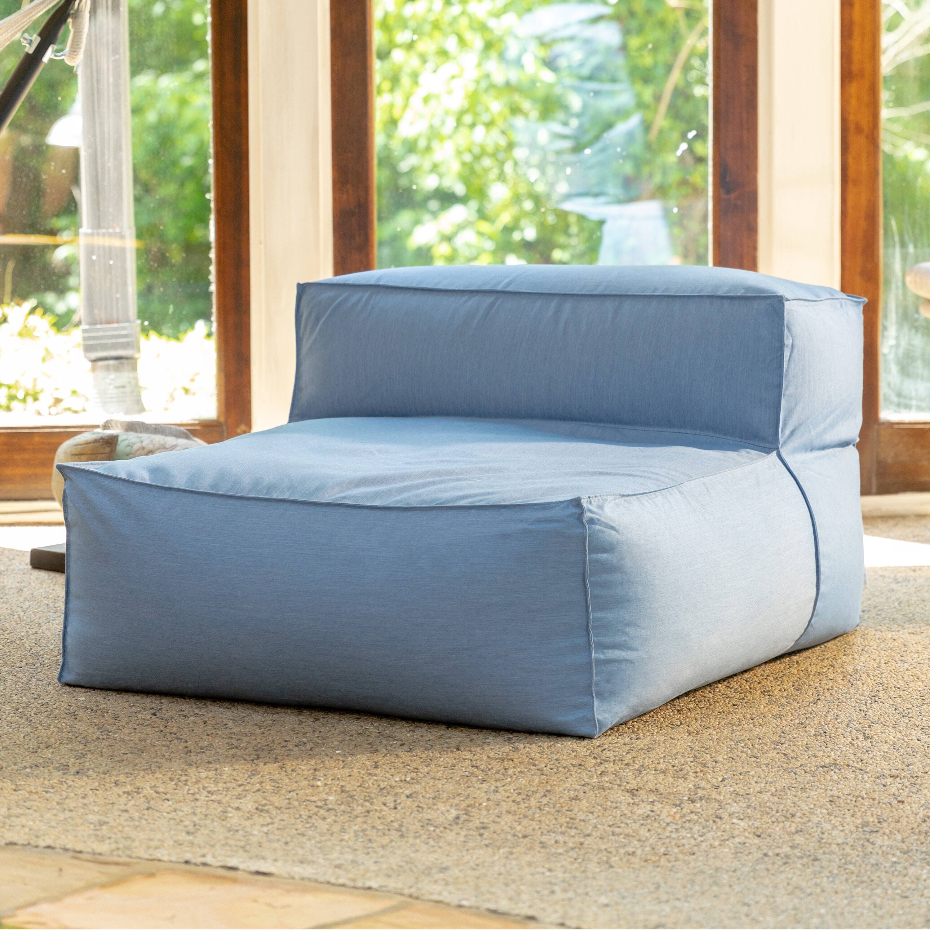 Angle. Jaxx - Baya Outdoor Center Seat - Luxurious Oversized European Style Outdoor Soft Seating, Sunbrella Ocean Blue - Ocean Blue.
