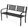 Costway - Outdoor Bench 50 Inches Garden Bench with Patterned Backrest and Curved Armrests - Black