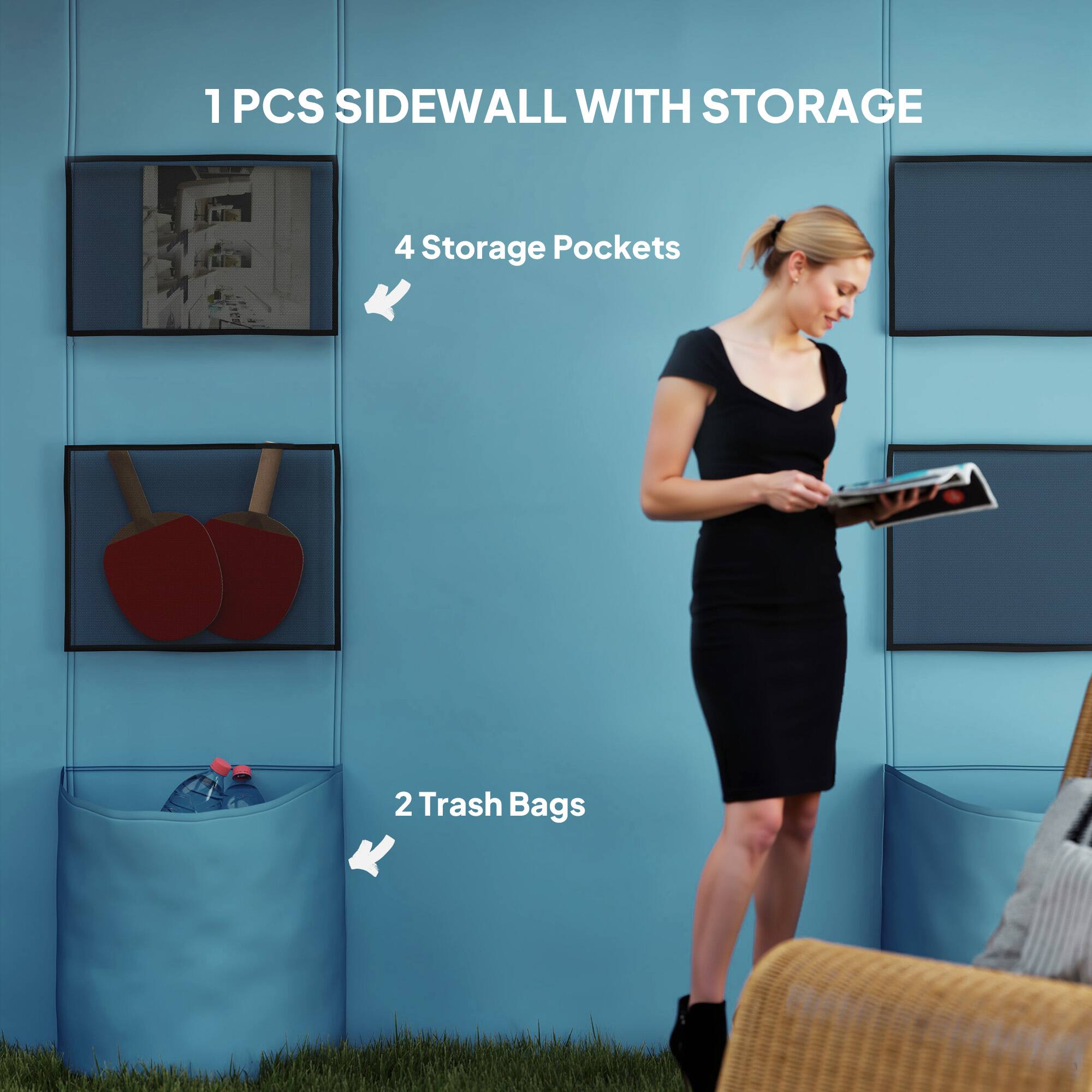 1 PCS SIDEWALL WITH STORAGE
4 Storage Pockets
2 Trash Bags