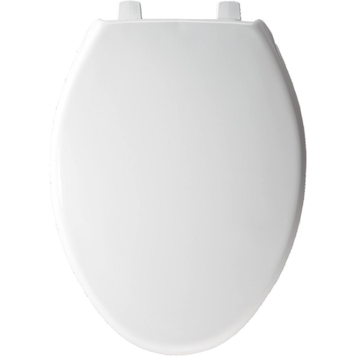 Angle. BEMIS - Bemis Elongated Commercial Plastic Toilet Seat in White with Top-Tite Hinge - White.