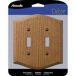 AMERELLE - Country 2 gang Wood Toggle Wall Plate 1 pk - Brown