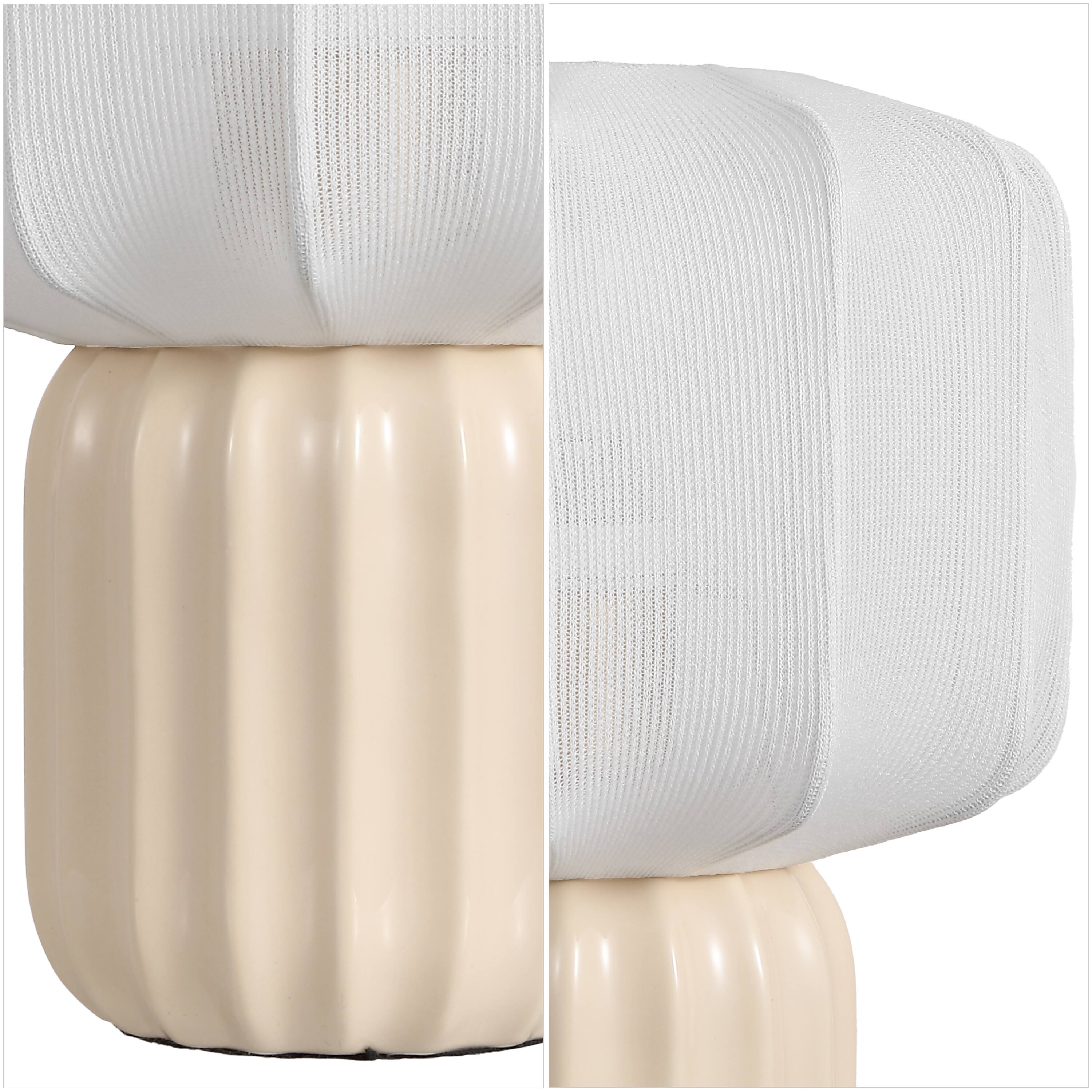 Alt View 4. Jonathan Y - Leola 10 in. Modern Contemporary Ceramic Fluted Mini with Ribbed Cocoon Pumpkin Shade LED Table Lamp, Almond/White - Almond.