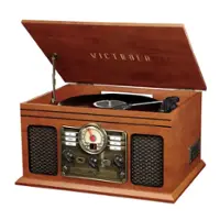 Victrola - Bluetooth Stereo Audio System - Mahogany - Front_Zoom