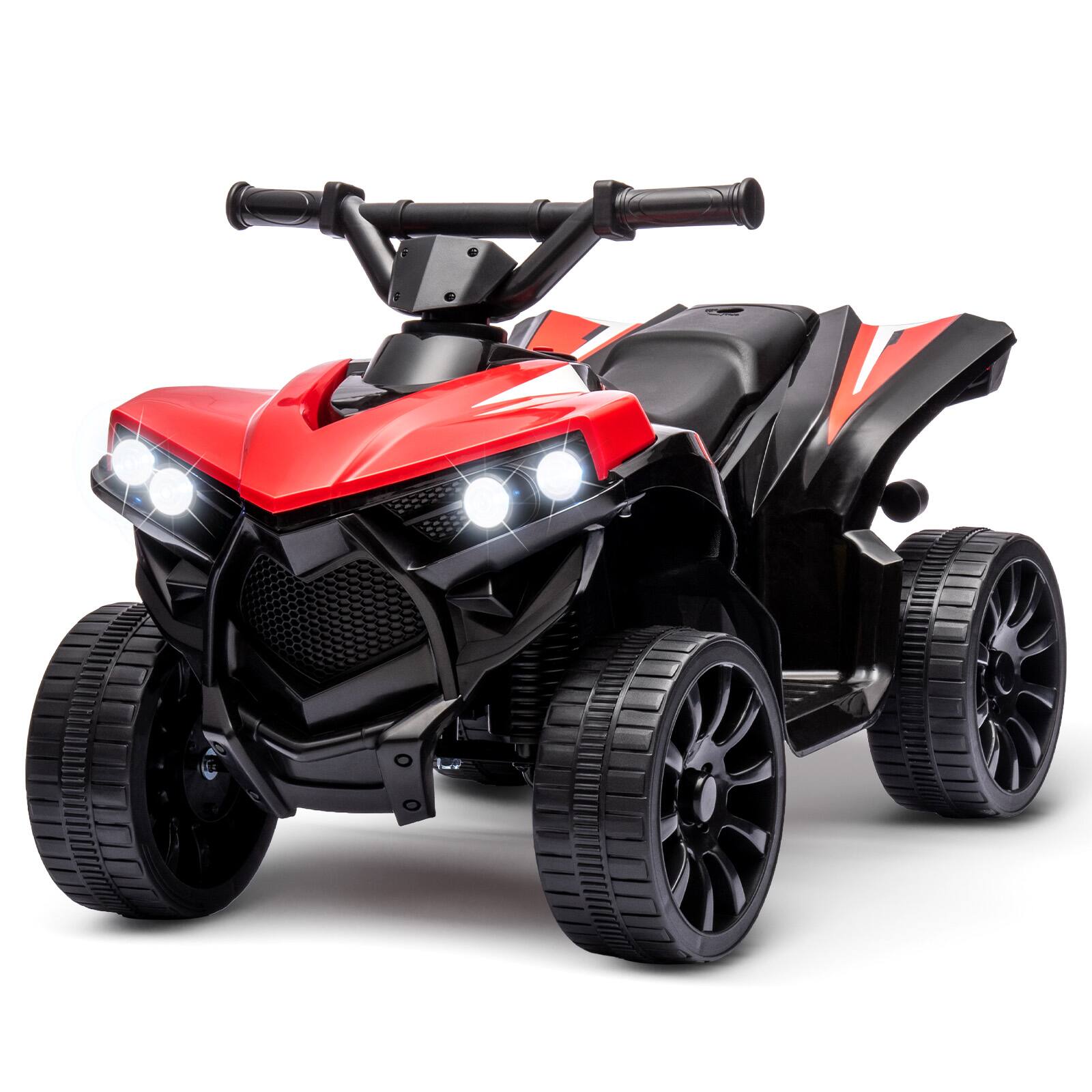 Front. Jojoka - 6V Kids Electric ATV, 1.8MPH Speed, 4-Wheeler Ride On Quad w/ Music, LED Headlight - Red.